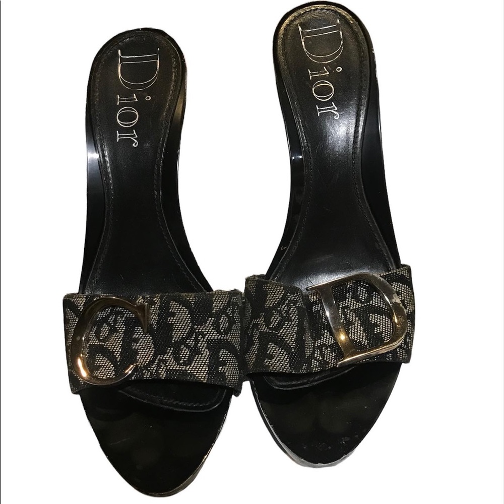 Sexy hair Christian Dior by John Galliano monogram denim silver toned "CD" heels